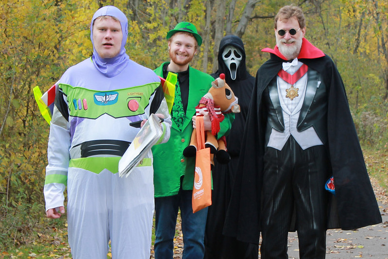 family dressed up in halloween constumes